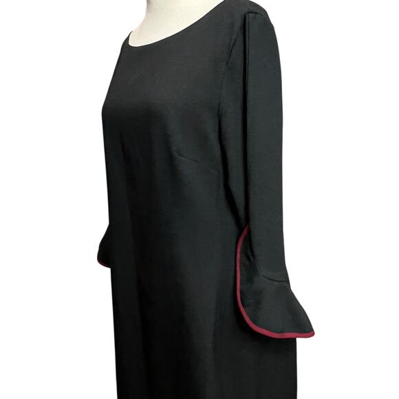 Karl Lagerfeld Sheath Dress Womens 12 Black Tulip 3/4 Sleeve Lined Modern Career - Picture 2 of 16